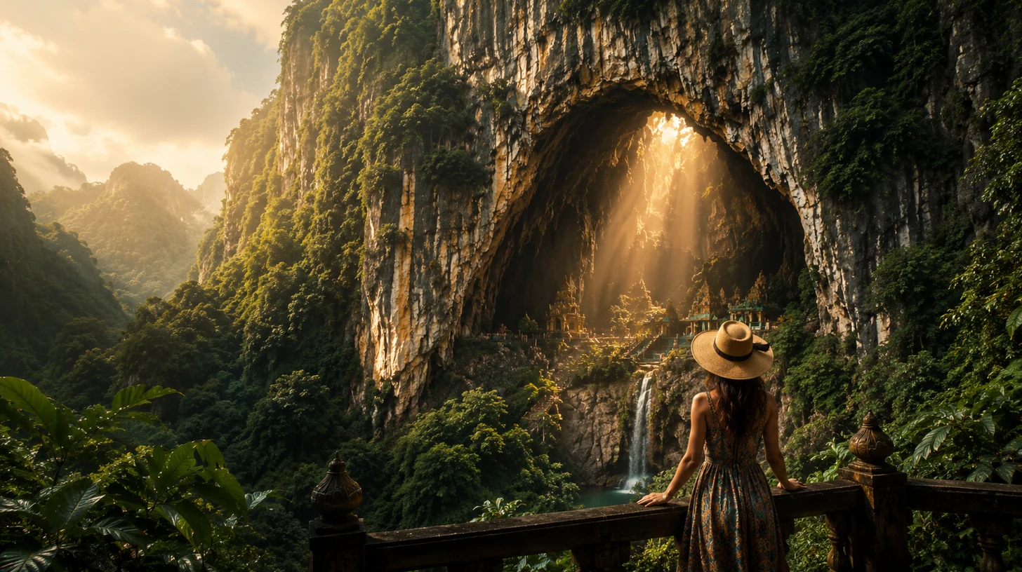 Karst cliffs and tropical greenery in Malaysia