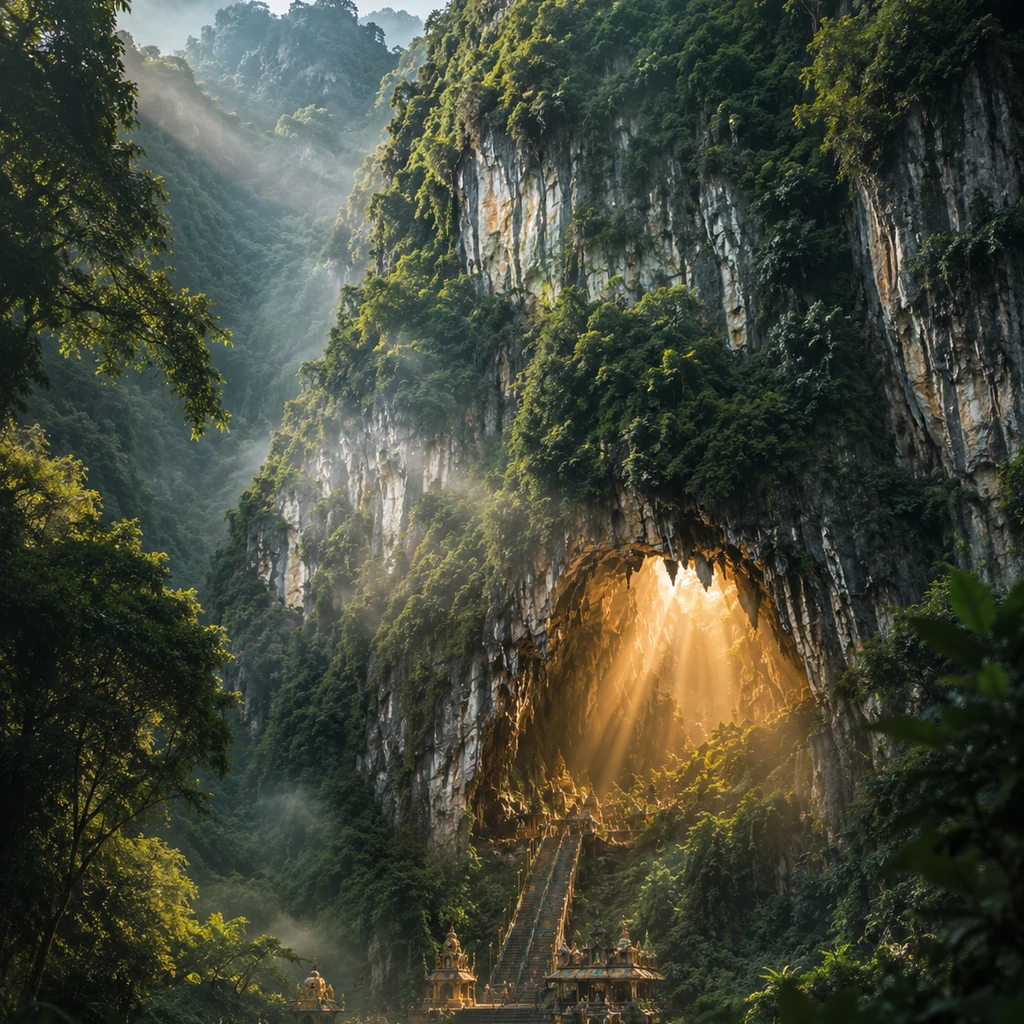 Protected rainforest cave landscape in Malaysia