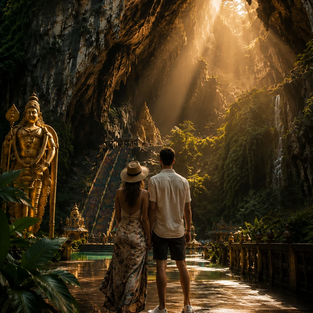 Happy travellers after a Malaysia cave tour